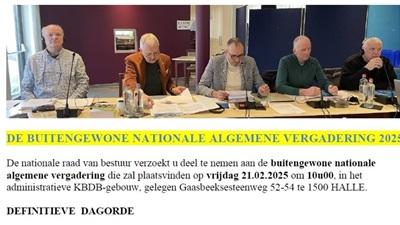 Nationale algemene vergadering 21 februari BESLISSINGEN (KBDB)