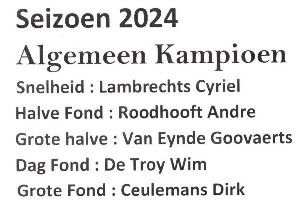 Kampioenenhuldiging Fond & Hafoclub BEVEL & Vrije BEVELse duivenbond (Foto's)!