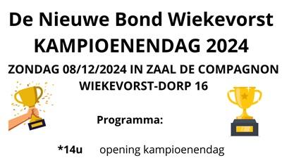 Kampioenendag zon 8/12 de Nieuwe Bond WIEKEVORST