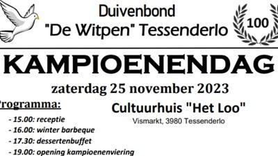 Kampioenendag Witpen TESSENDERLO zat 25 nov