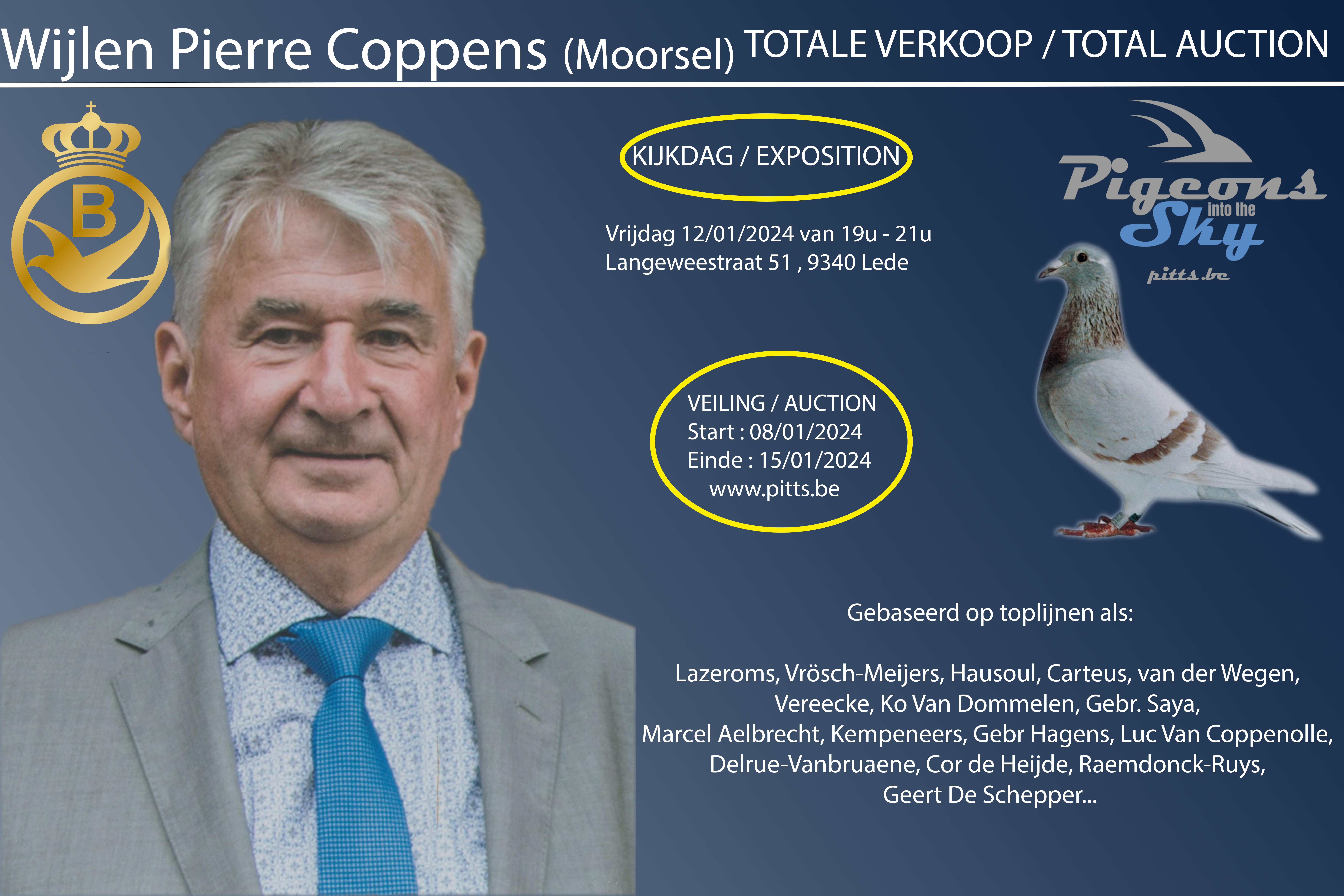 Aankomende veiling: TOTALE VERKOOP Wijlen Pierre Coppens