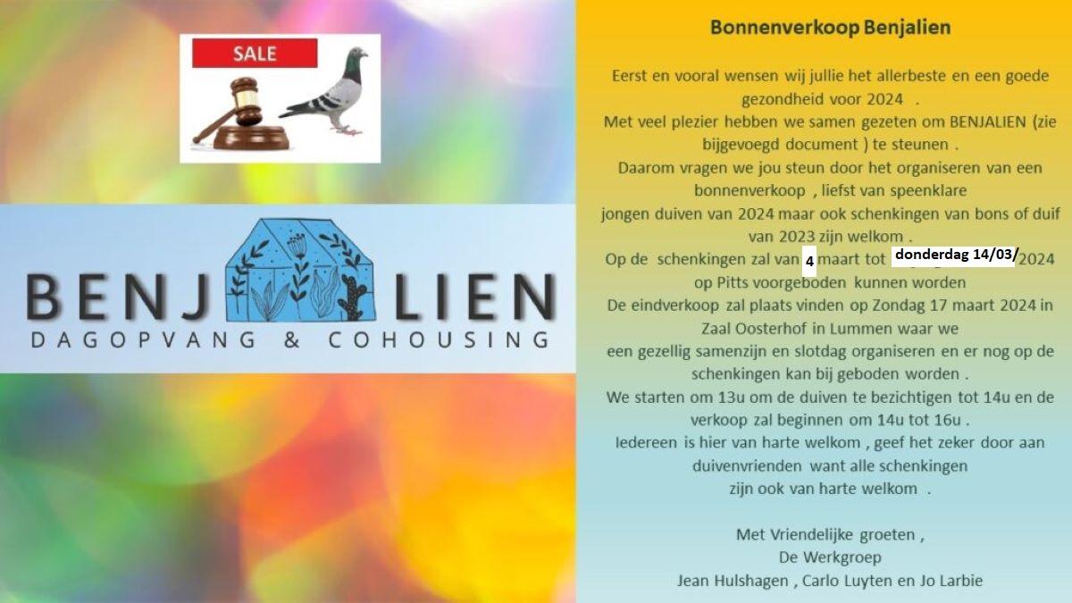 3 Lummense duivenliefhebbers zetten een groot benefiet/duivenverkoping op touw