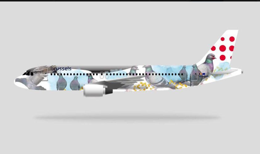 Brussels Airlines: stem voor duiven-thema op een vliegtuig !
