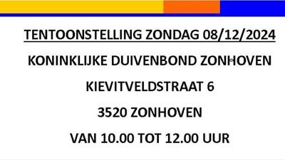 duivenbond ZONHOVEN Tentoonstelling 8 dec