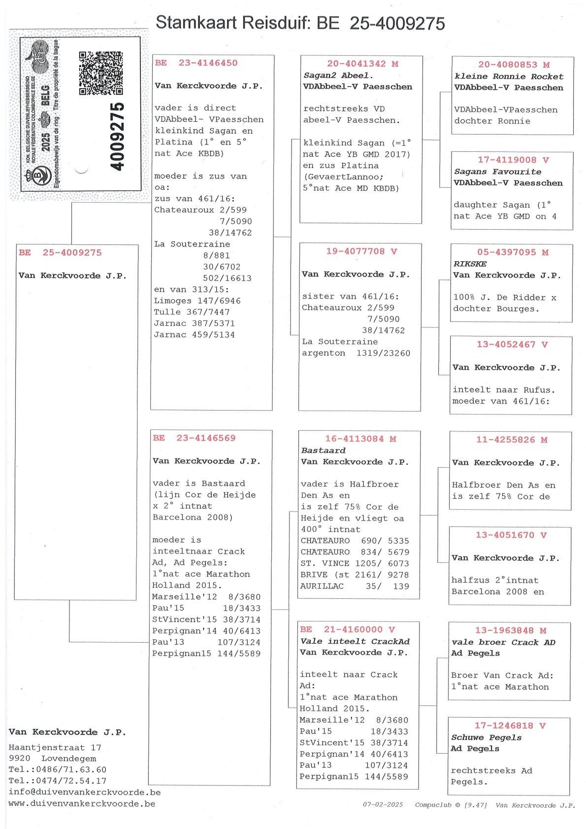 pedigree Lijn Sagan x Platina