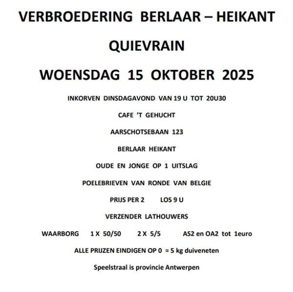 BERLAAR HEIKANT weekspel 15 oktober