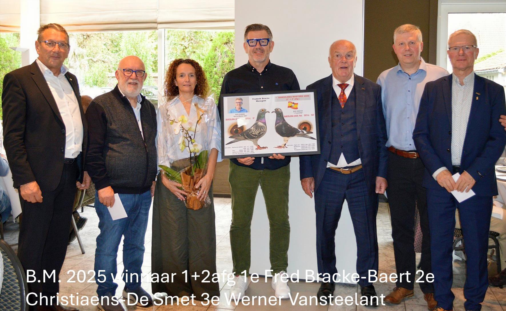B.M. 2025 winnaar 1+2afg 1e Fred Bracke-Baert 2e Christiaens-De Smet 3e Werner Vansteelant