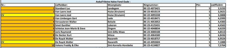 Kampioenschappen 2025 - PE Oost-Vlaanderen Asduif Kleine Hafo Oude