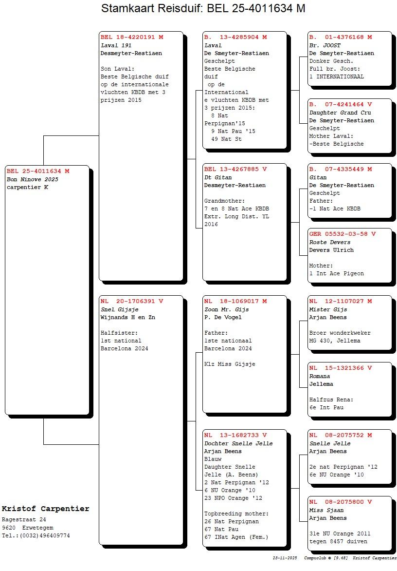 Carpentier kristof pedegree 25-4011634