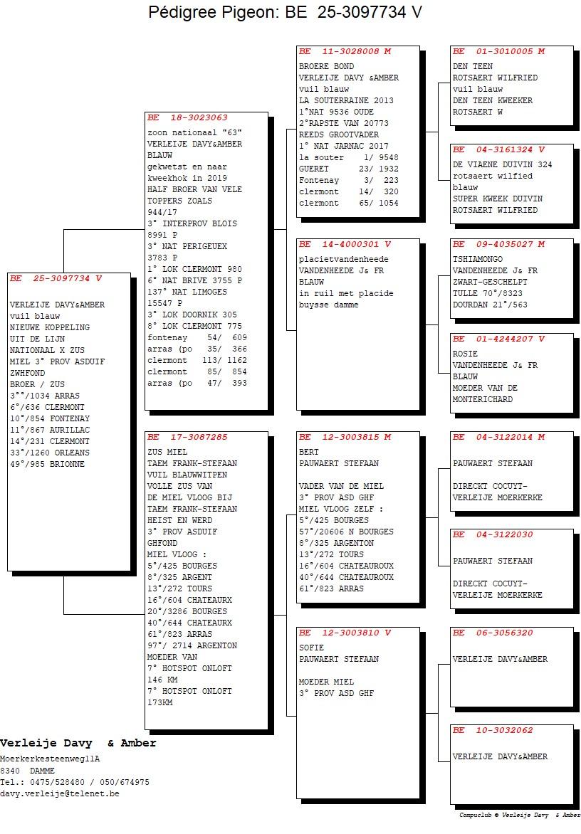 pedigree Zoon Nationaal 63 x Zus Miel 