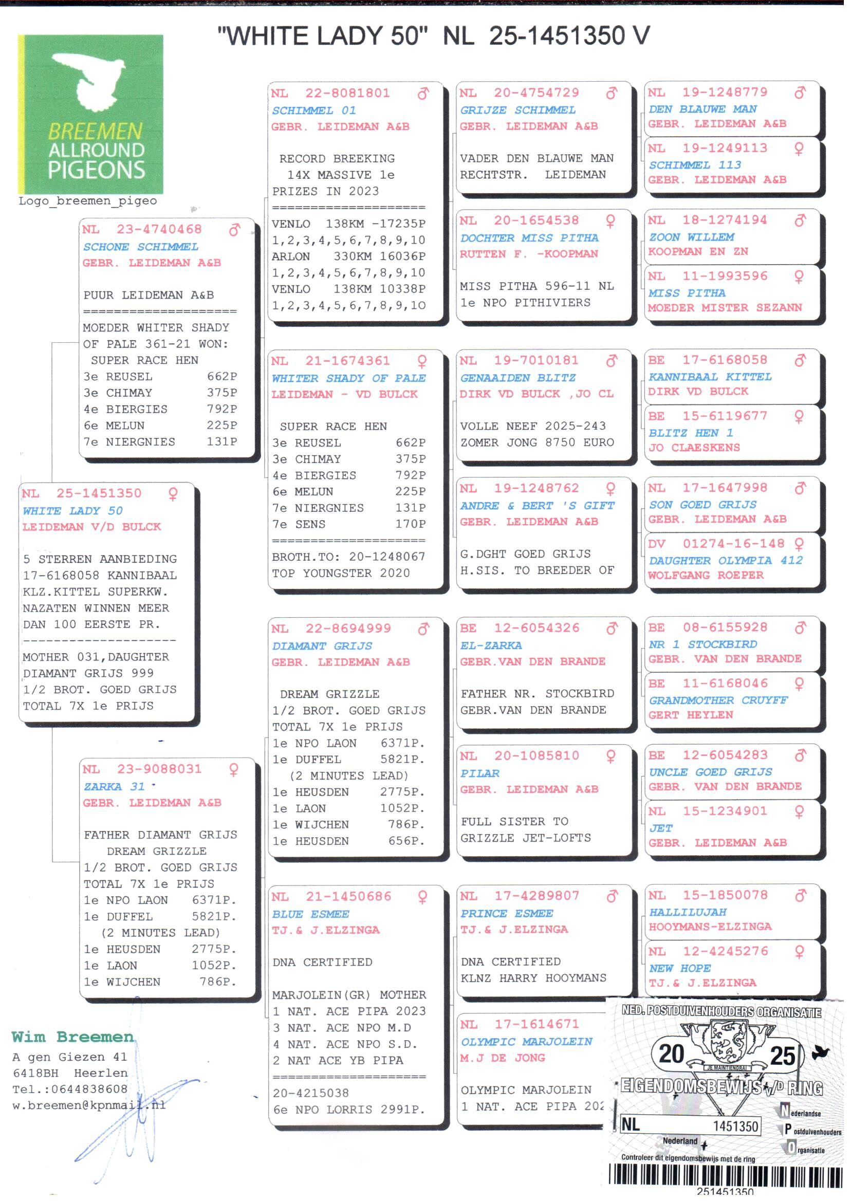 pedigree White Lady 50 