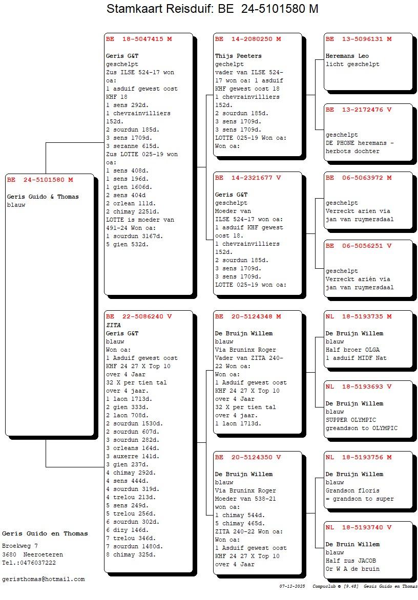 pedigree Broer Ilse x Zita 