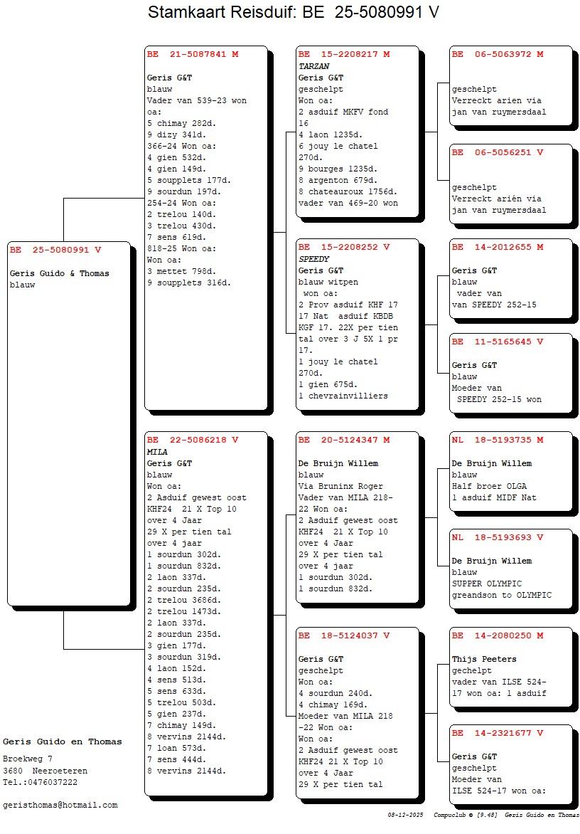 pedigree Zoon Tarzan x Mila 