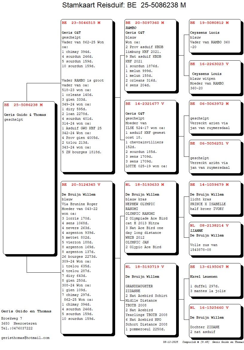pedigree Zoon Rambo x Lijn De Bruijn Willem 