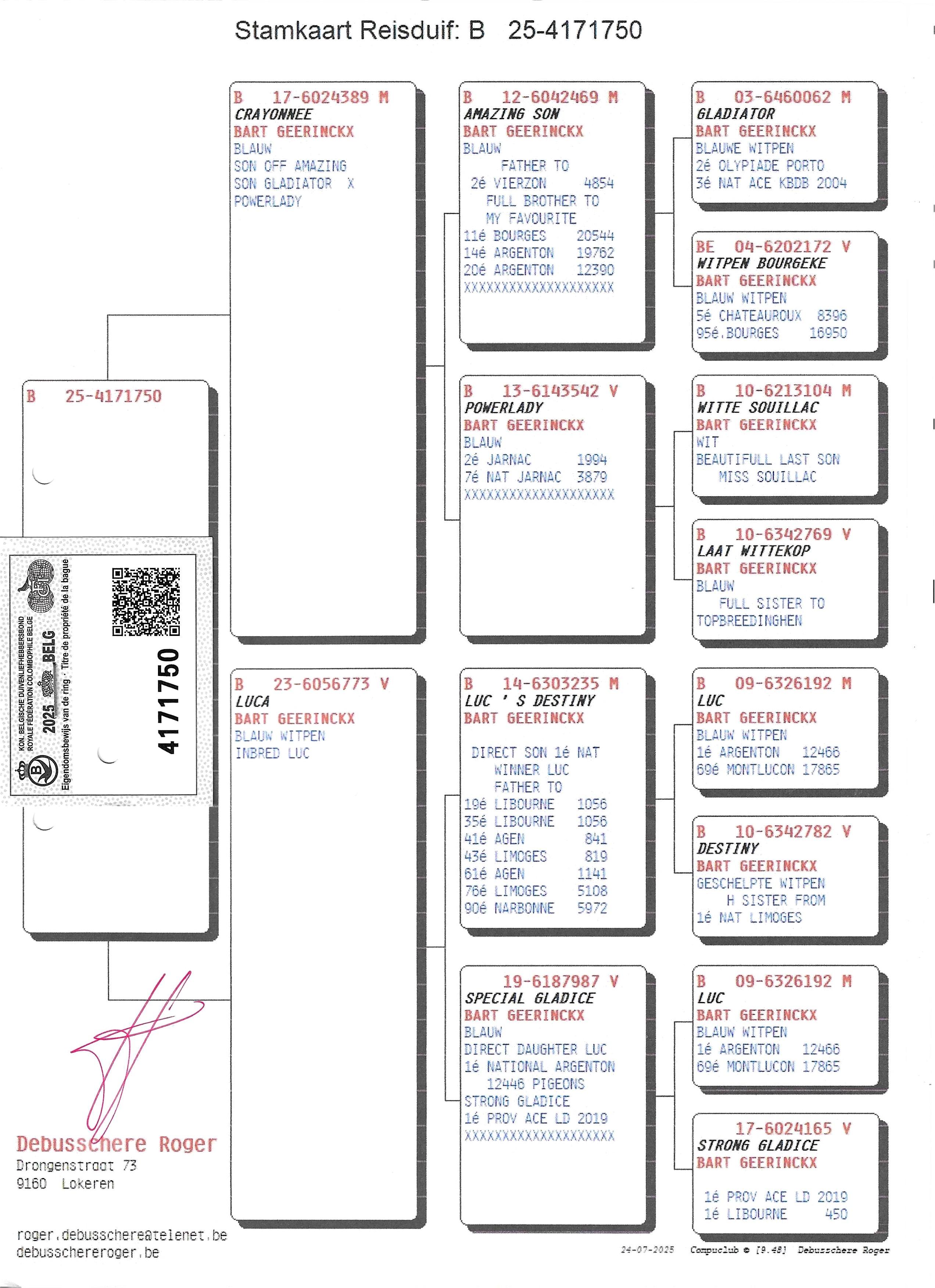 pedigree Crayonee x Luca 