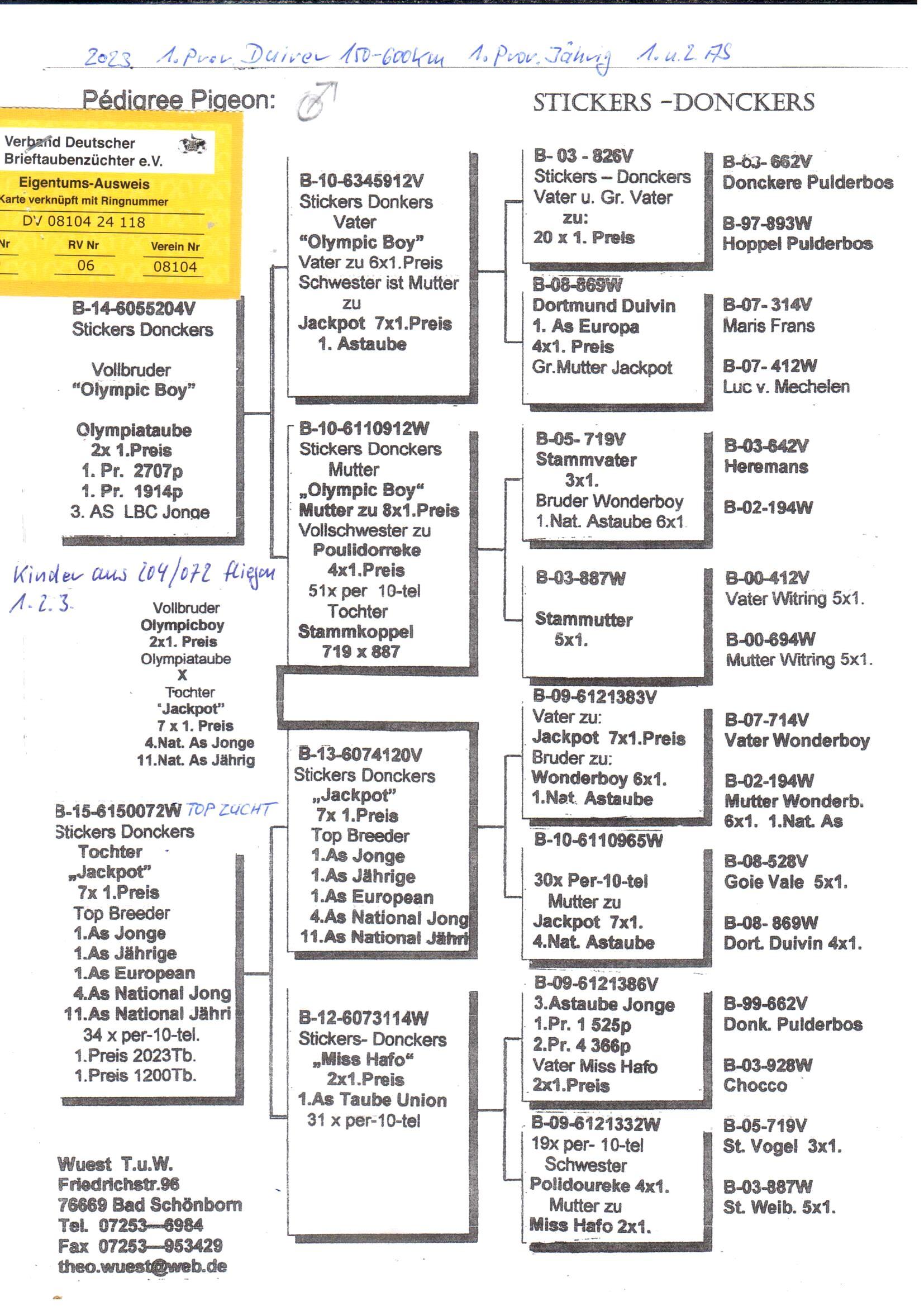 pedigree Broer Olympic Boy x Dochter Jackpot 