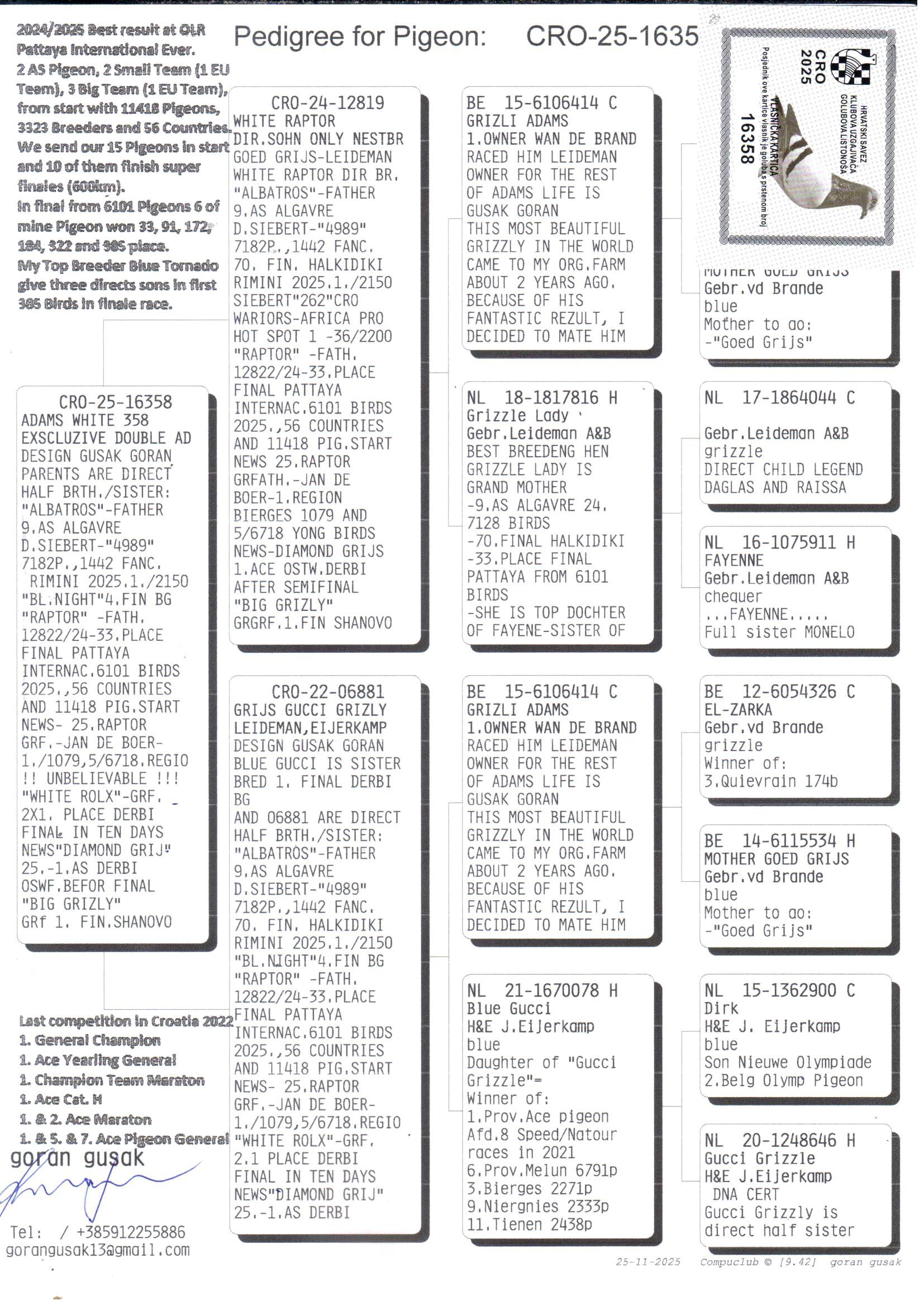 pedigree White Raptor x Grijs Gucci Grizly 