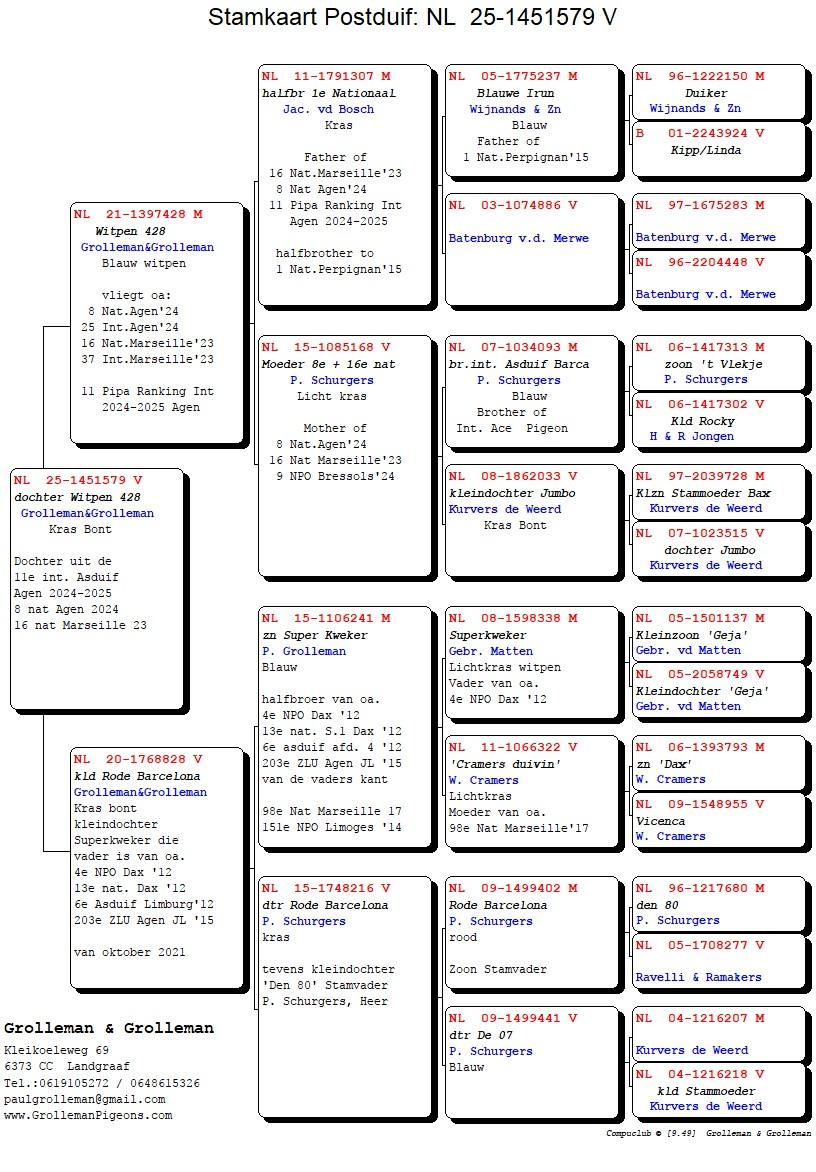 pedigree Dochter Witpen 428 