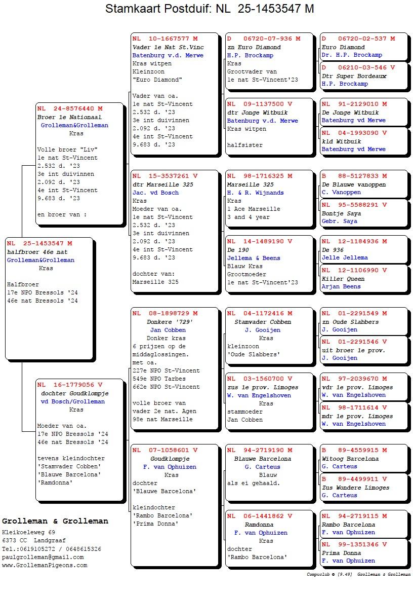 pedigree Broer 1° Nat x Dochter Goudklompje
