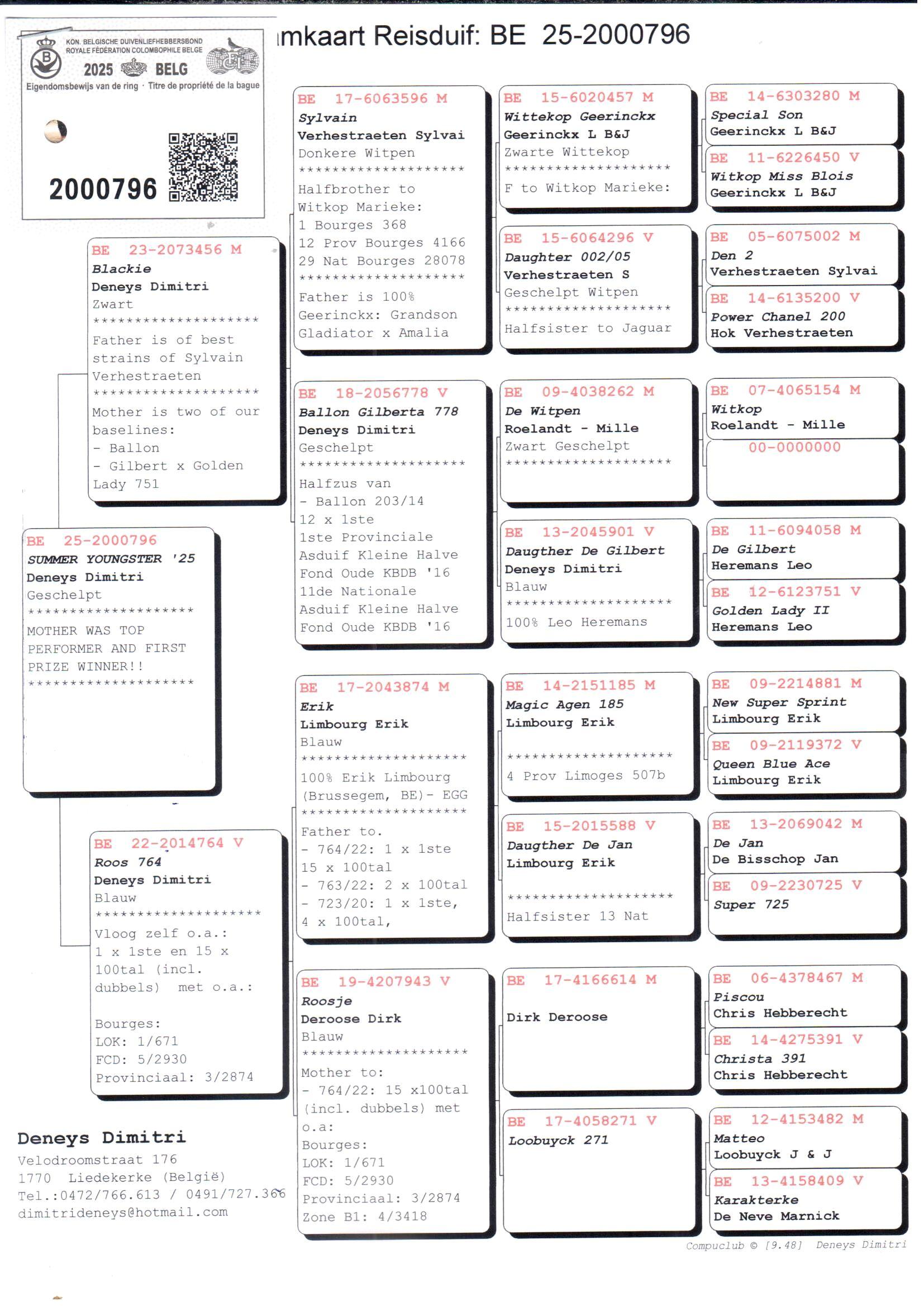 pedigree Blackie x Roos 764 