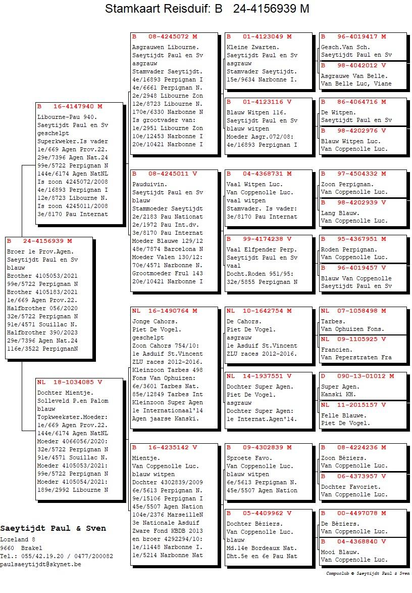 pedigree Broer 1° Provinciaal Agen 2022