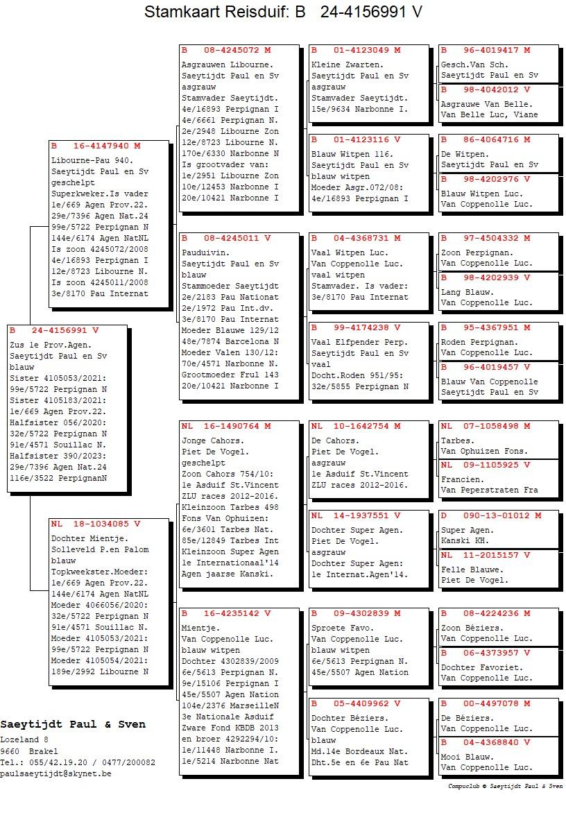 pedigree Zus 1° Provinciaal Agen 2022