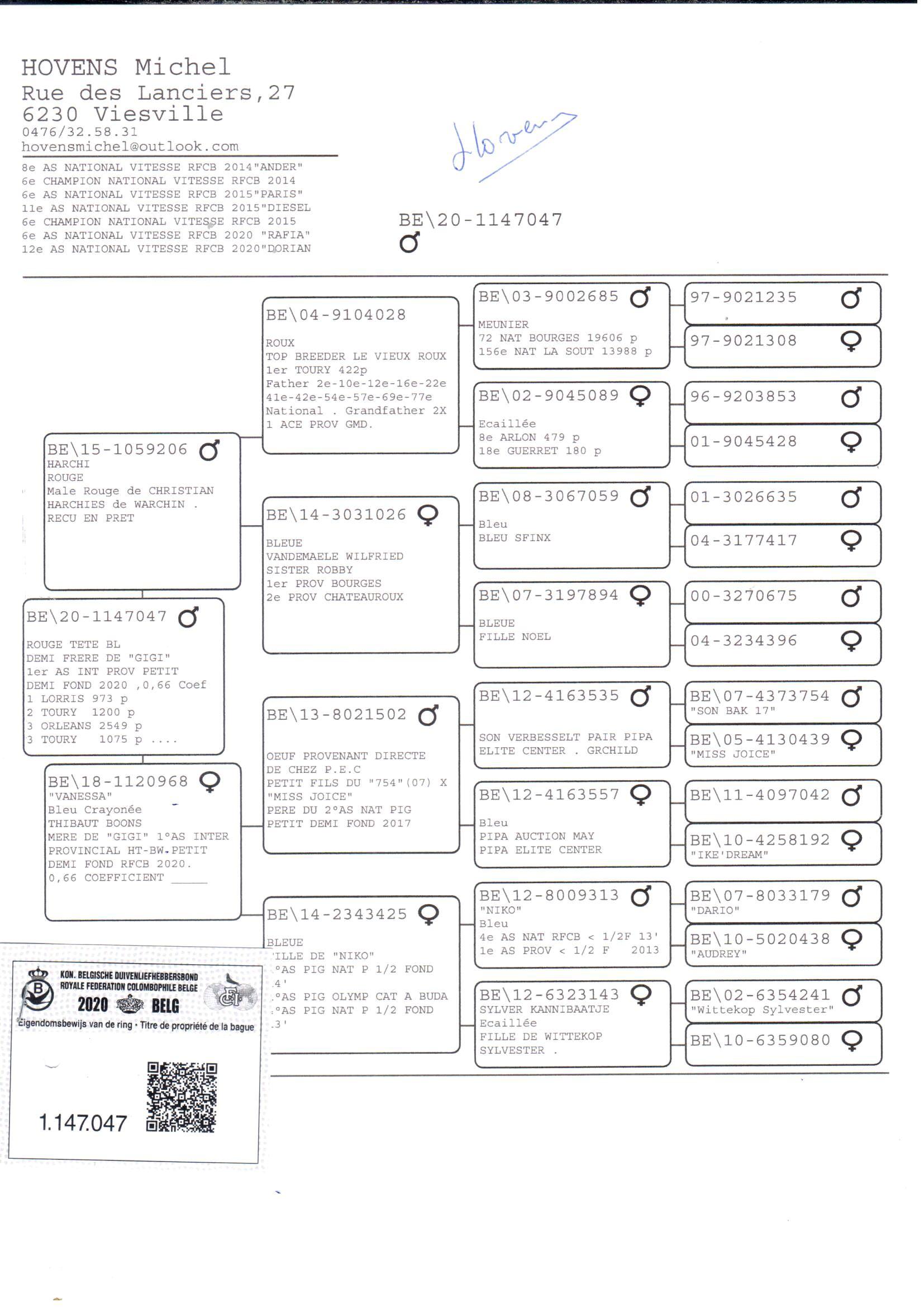 pedigree Narchi x Vanessa 