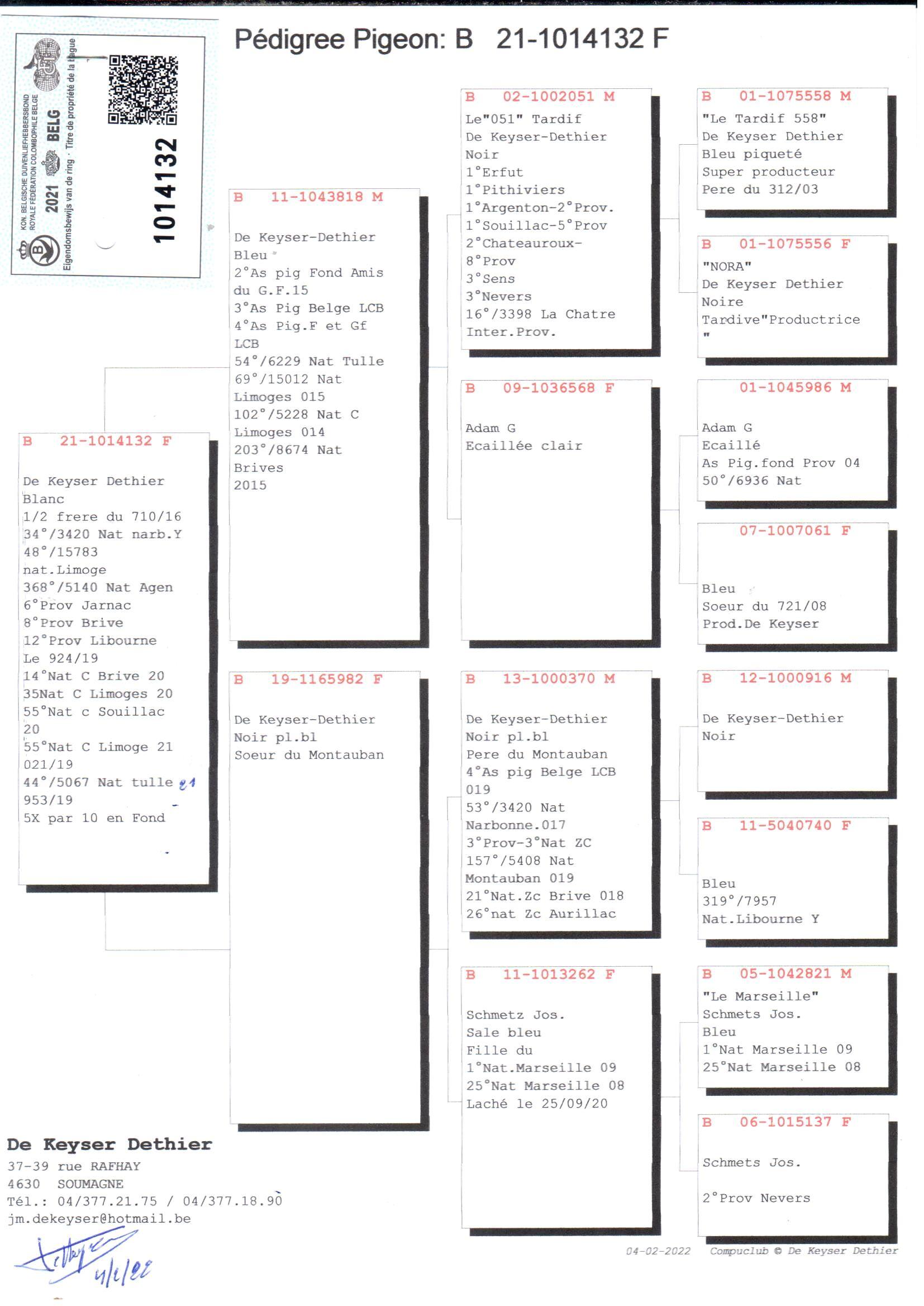 pedigree Dochter 2° As LCB