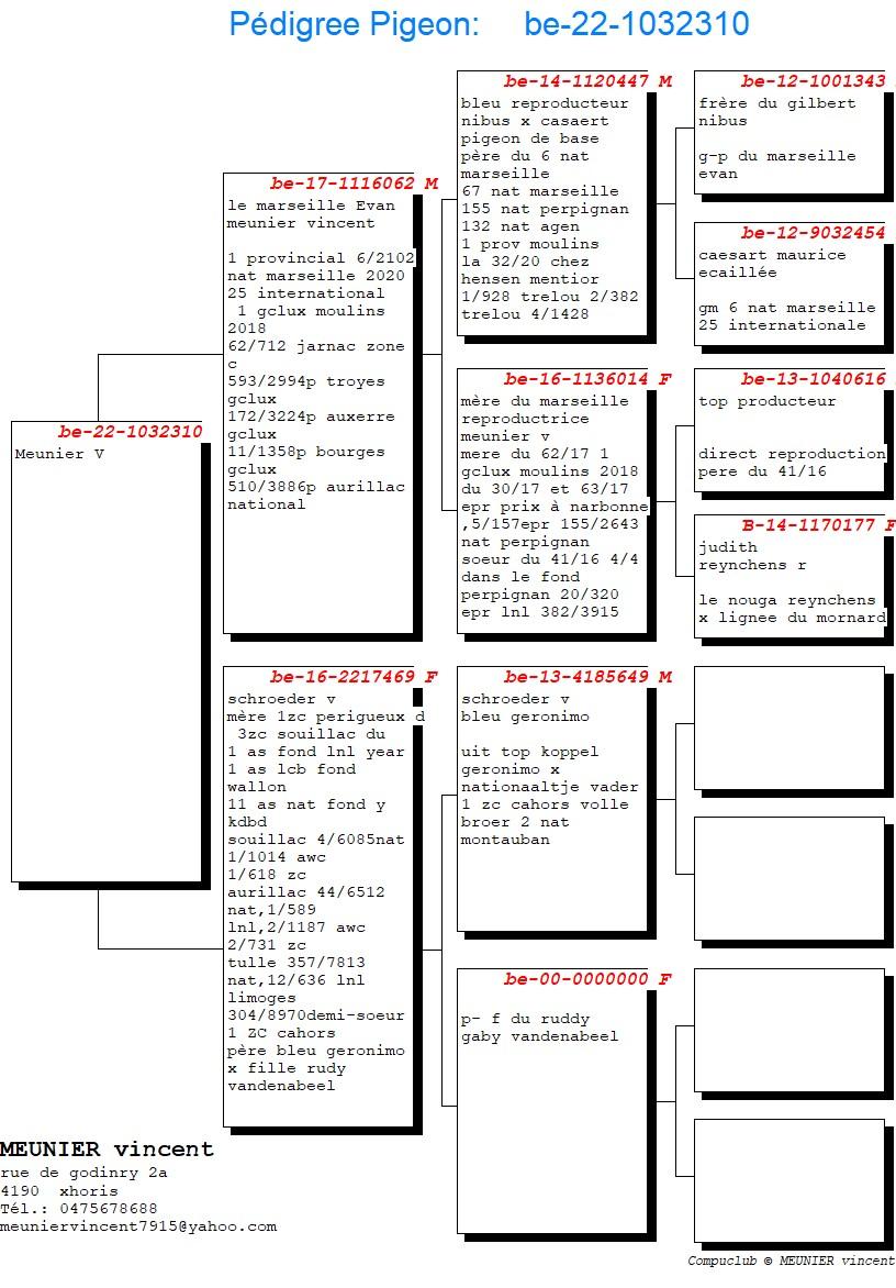 pedigree Zoon "Marseille Evan" : 6° Nat Marseille 
