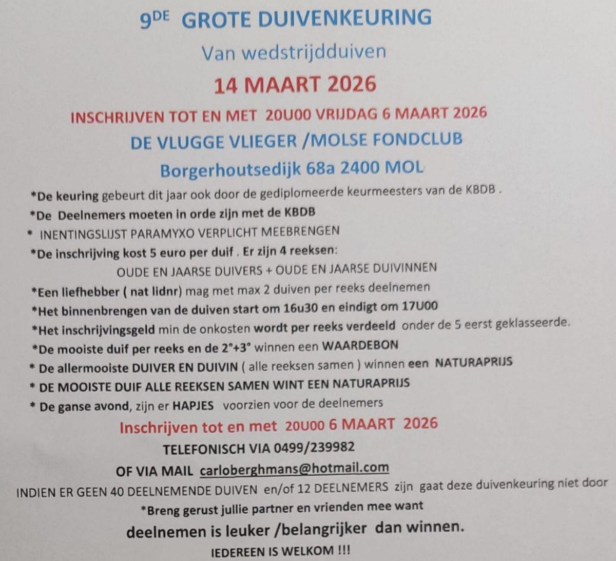 Molse Fondclub duivenkeuring