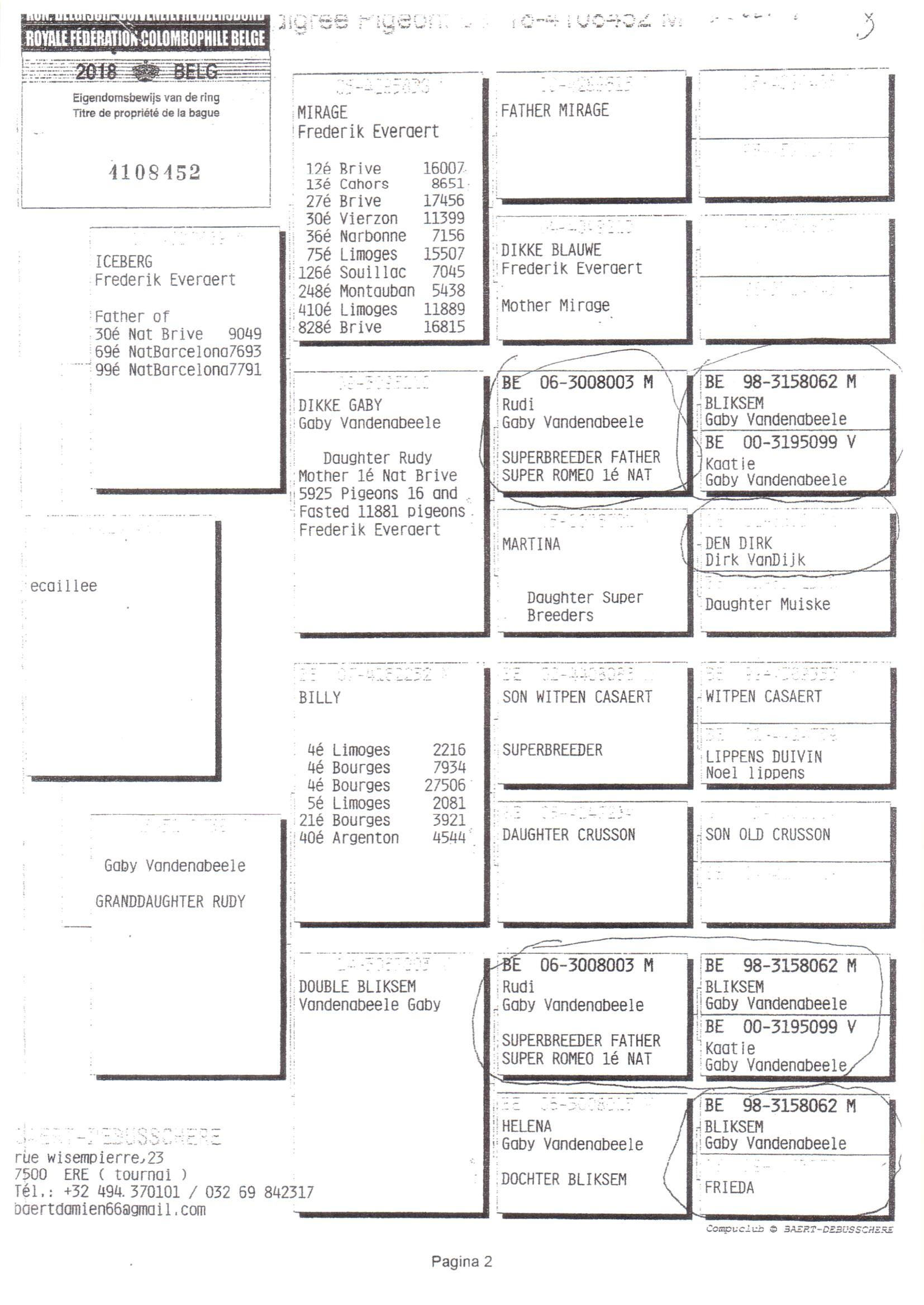 Pedigree van Den 921
