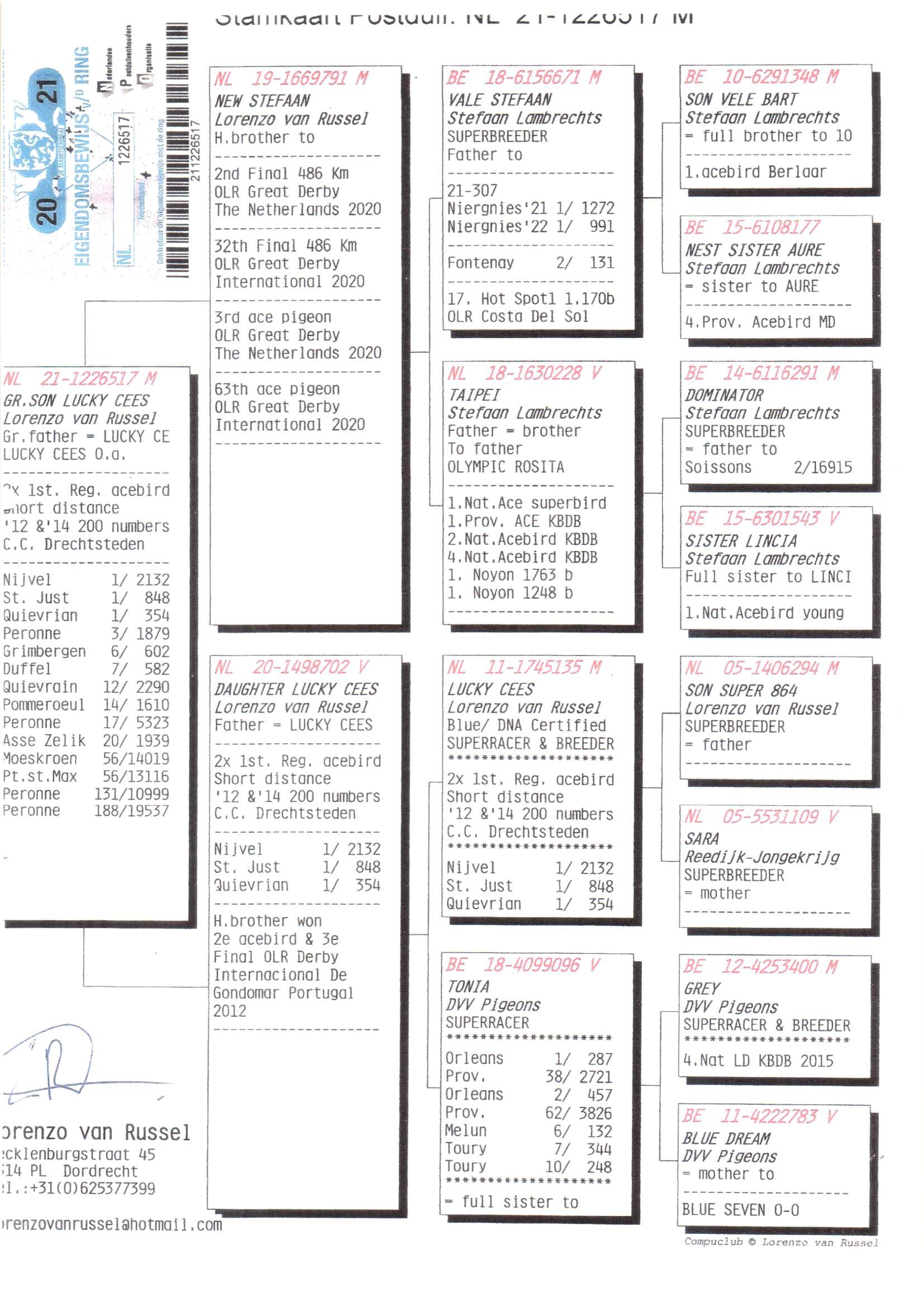 Pedigree van Den 934