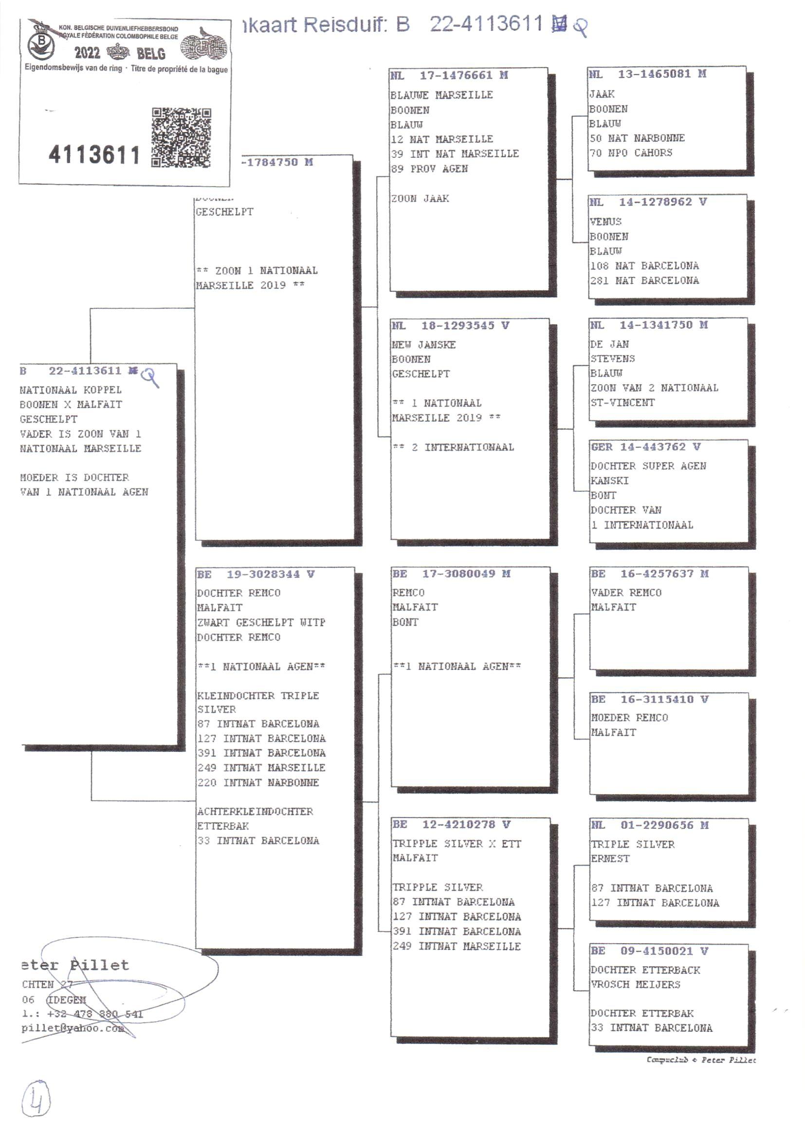 Pedigree van Den 934