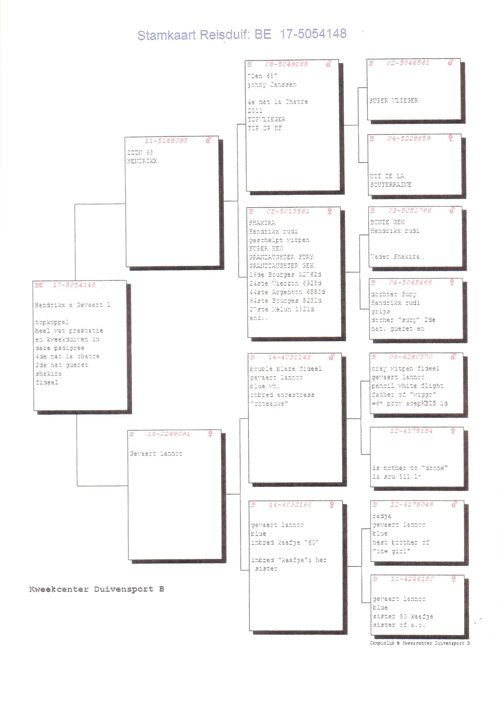 Pedigree van Den 937