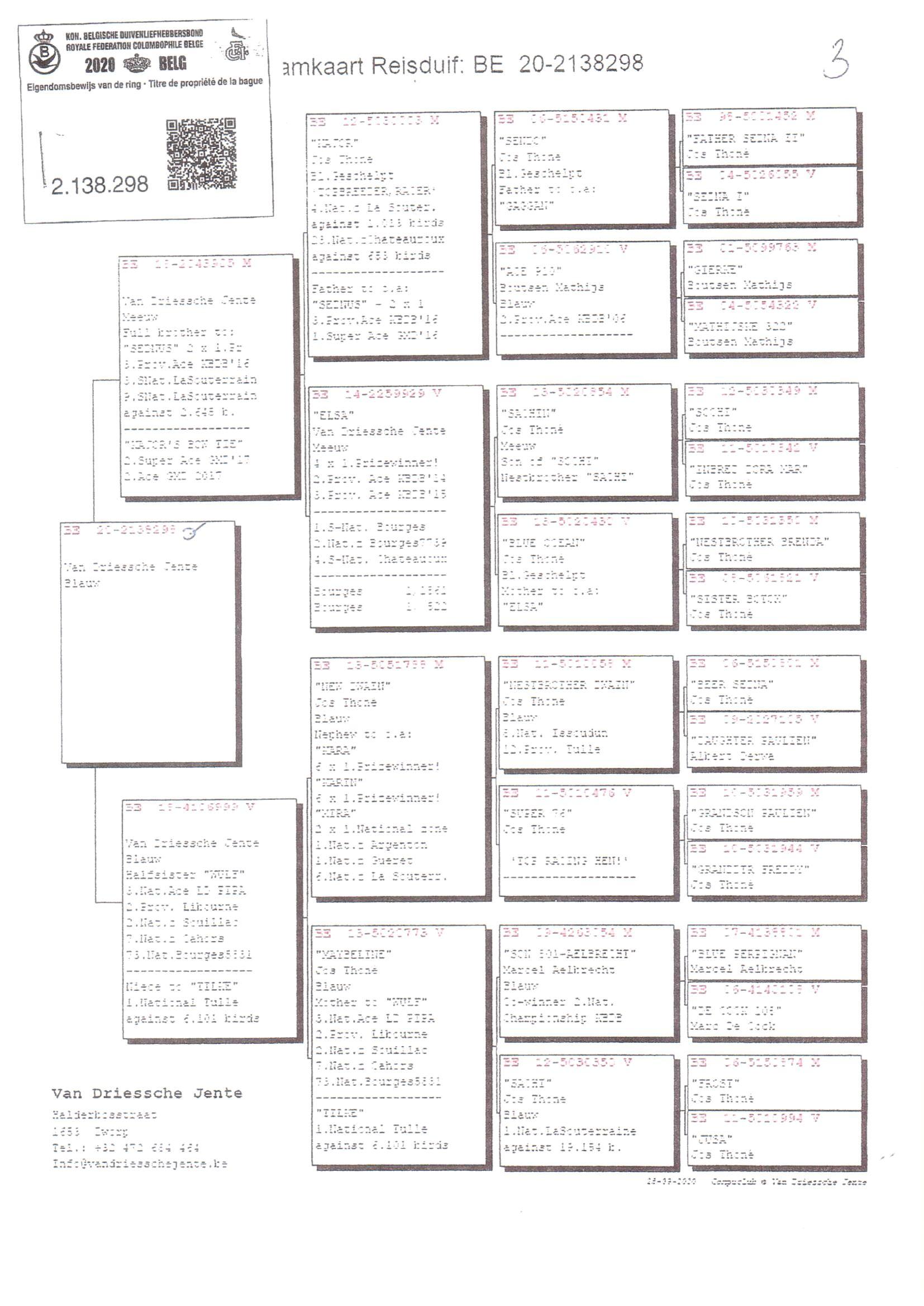 Pedigree van Den 939