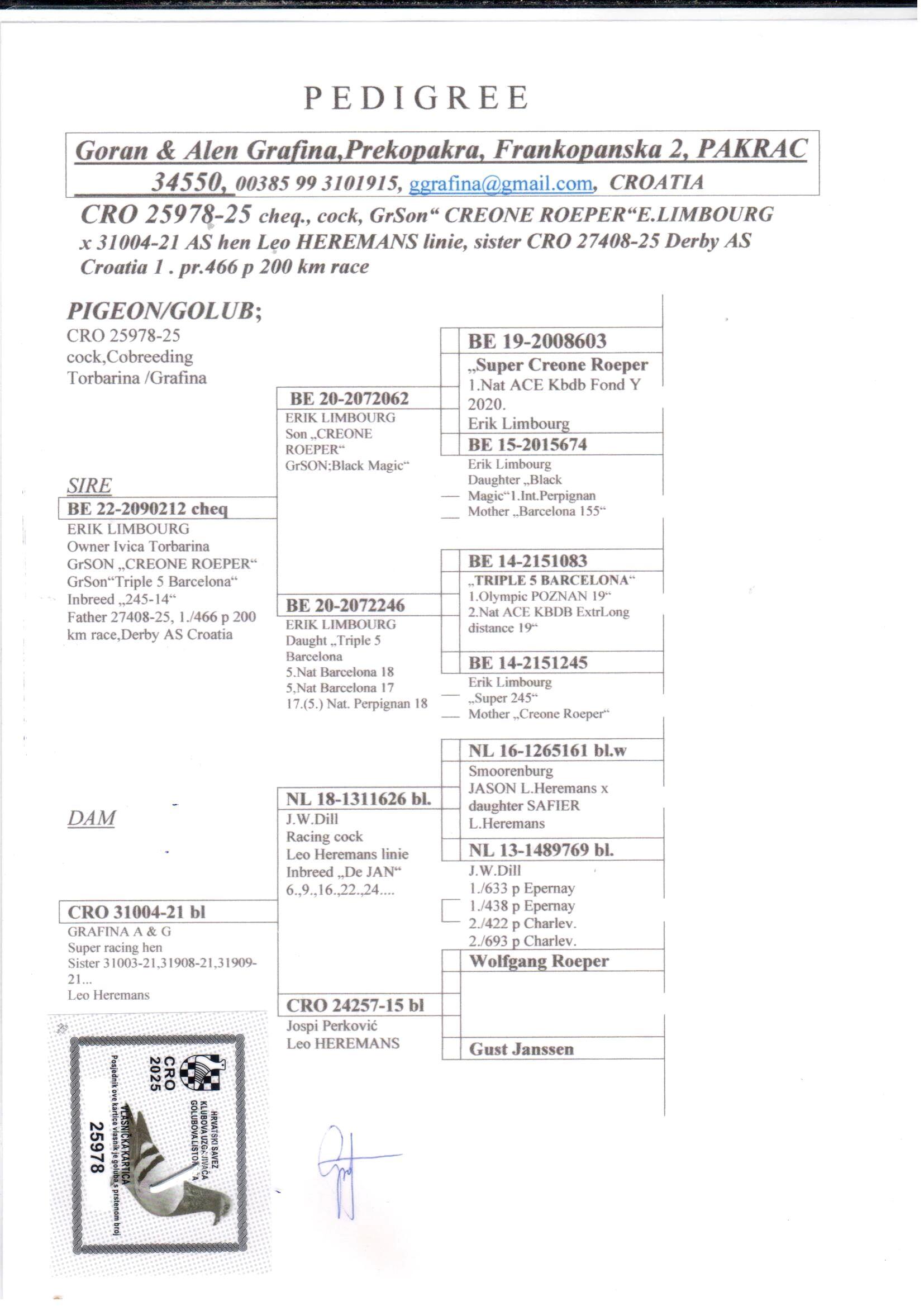 pedigree Lijn Super Creone Roeper