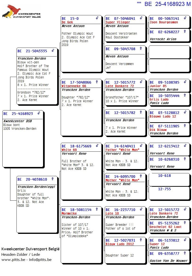 pedigree 100% Vrancken-Berden