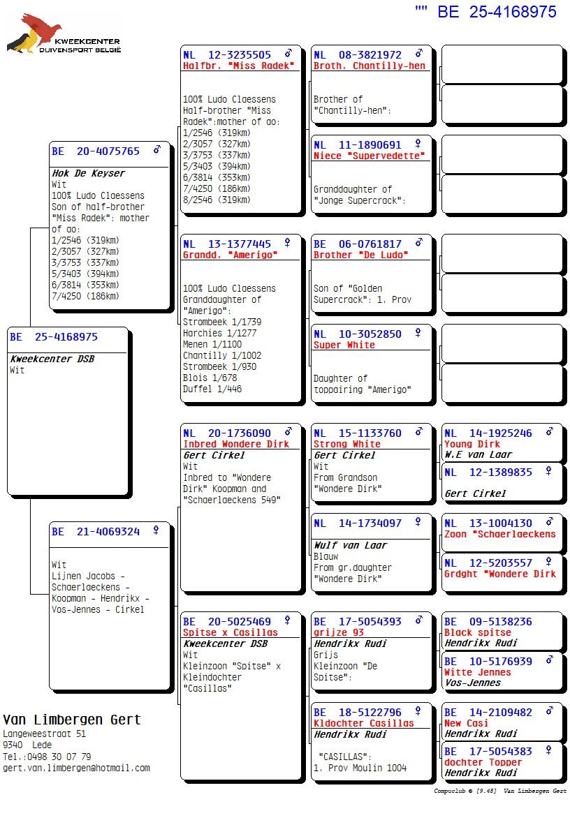 pedigree Topafstamming! Koopman-Claessens-Hendrikx-Schaerlaeckens