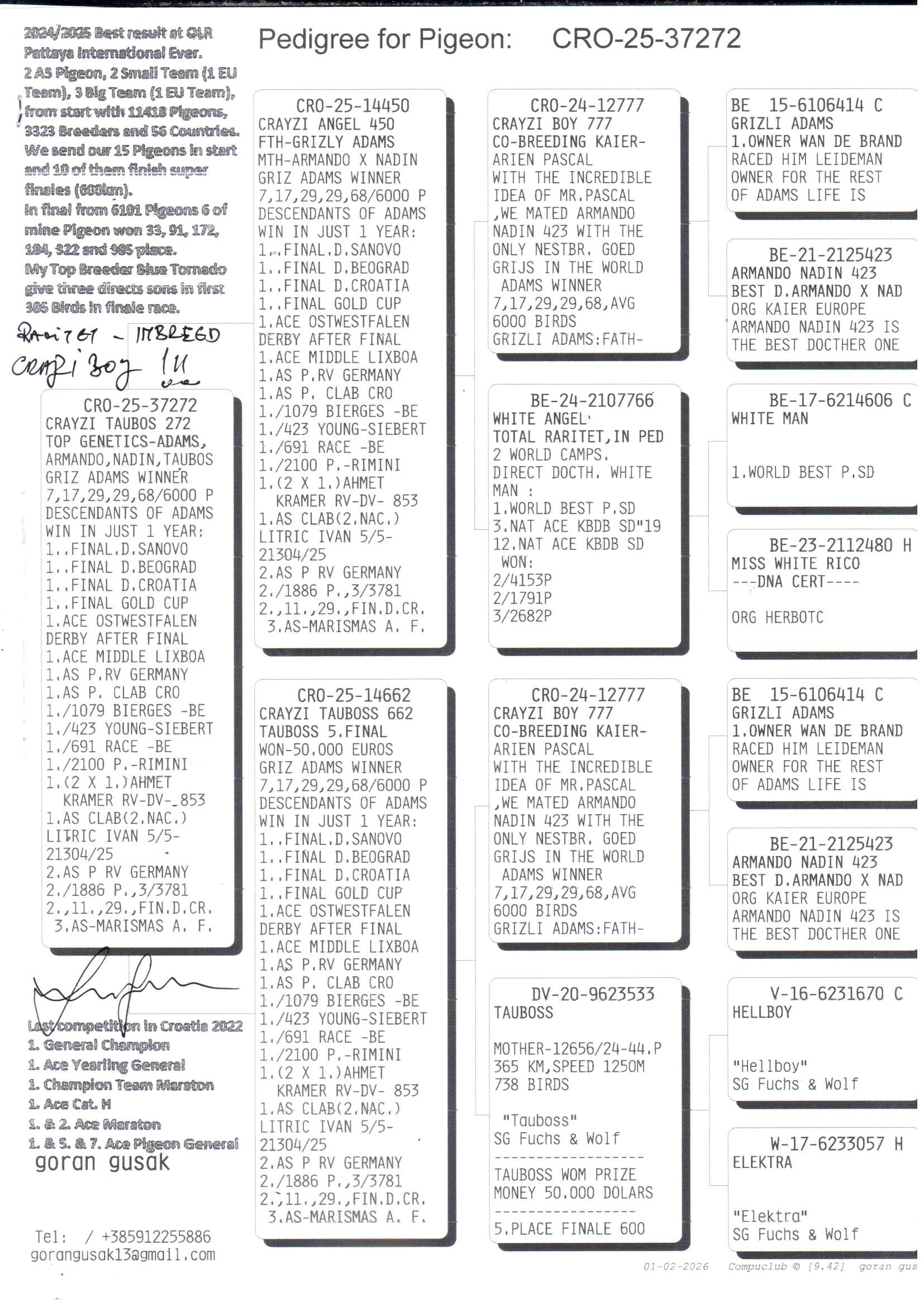 pedigree Crayzi Taubos 272