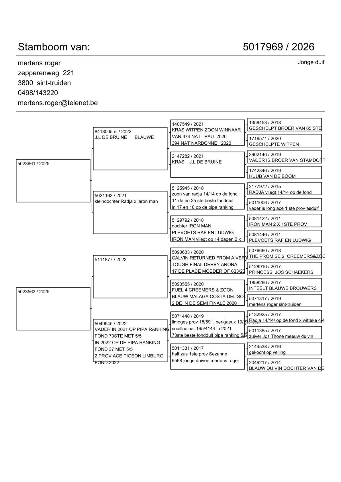 pedigree Lijn 2. Prov As KBDB Fond 2022