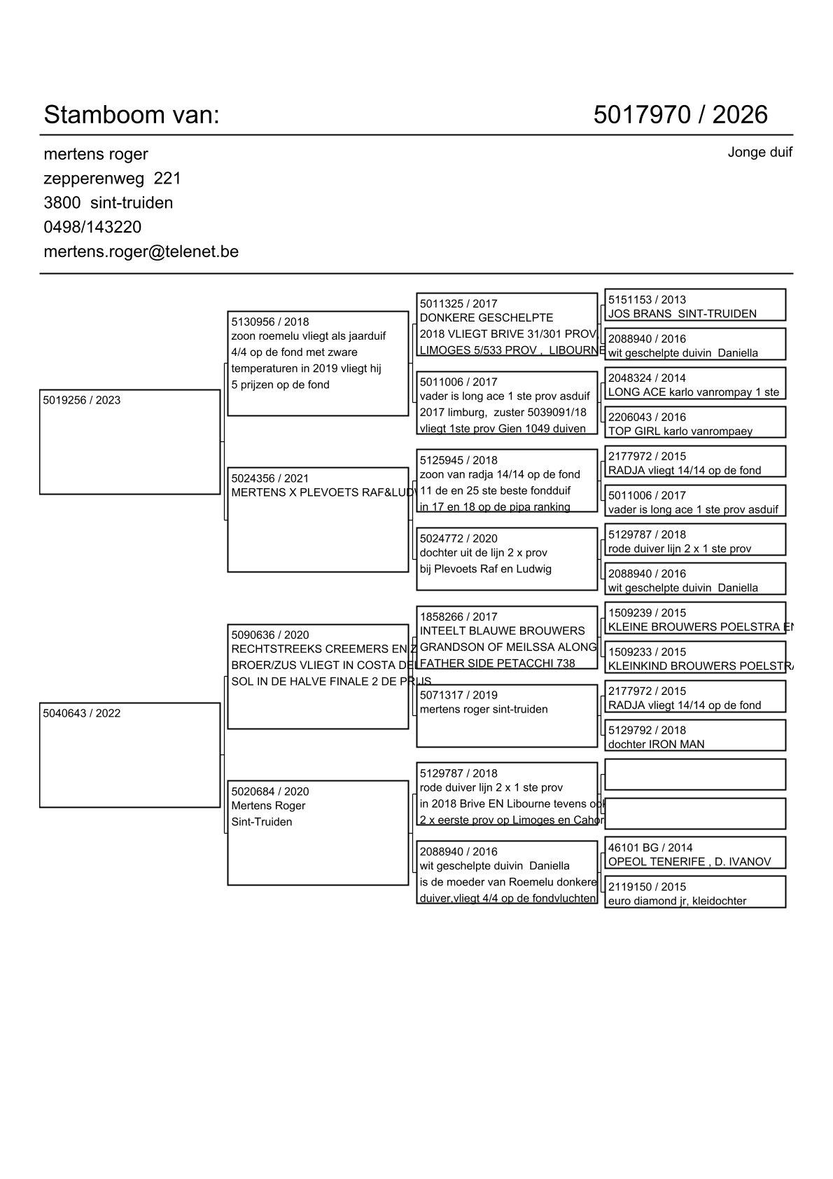 pedigree Lijn “Roemelu” 5. Prov Libourne …