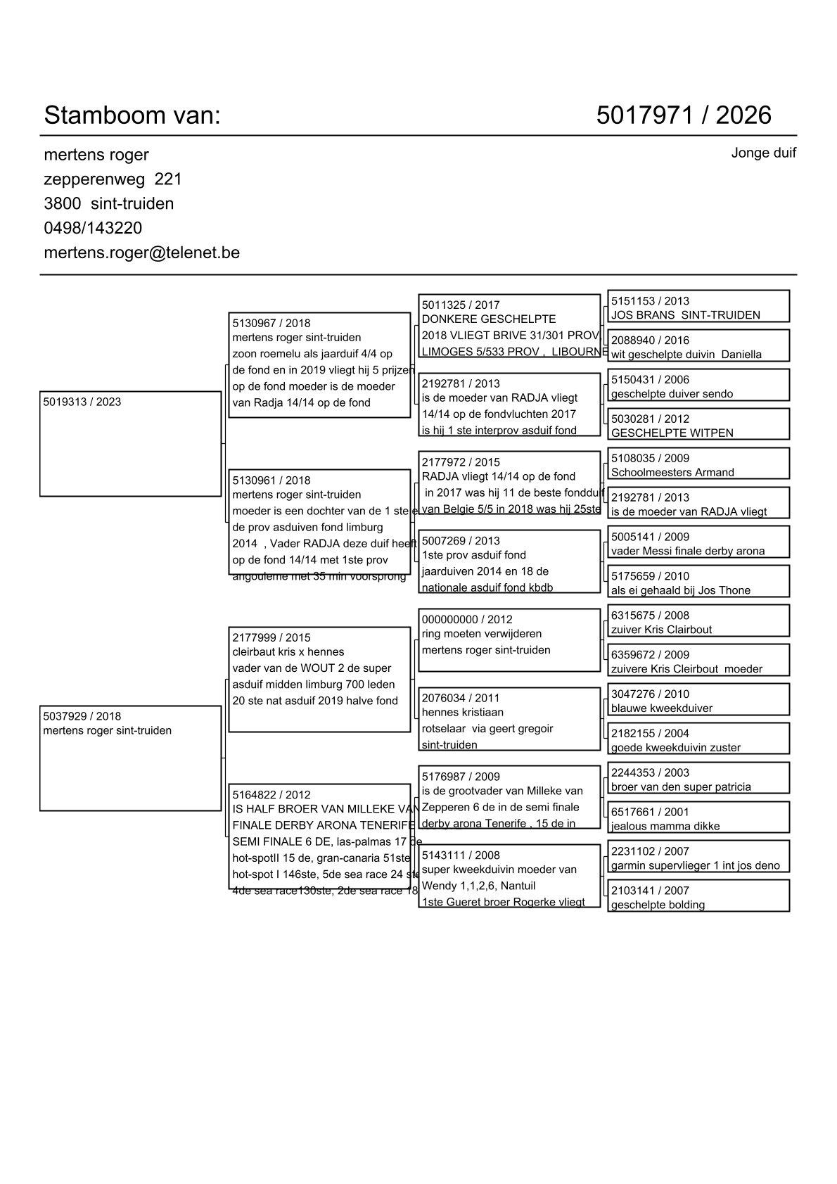 pedigree Lijn Roemelu, Radja, Wout & Milleke