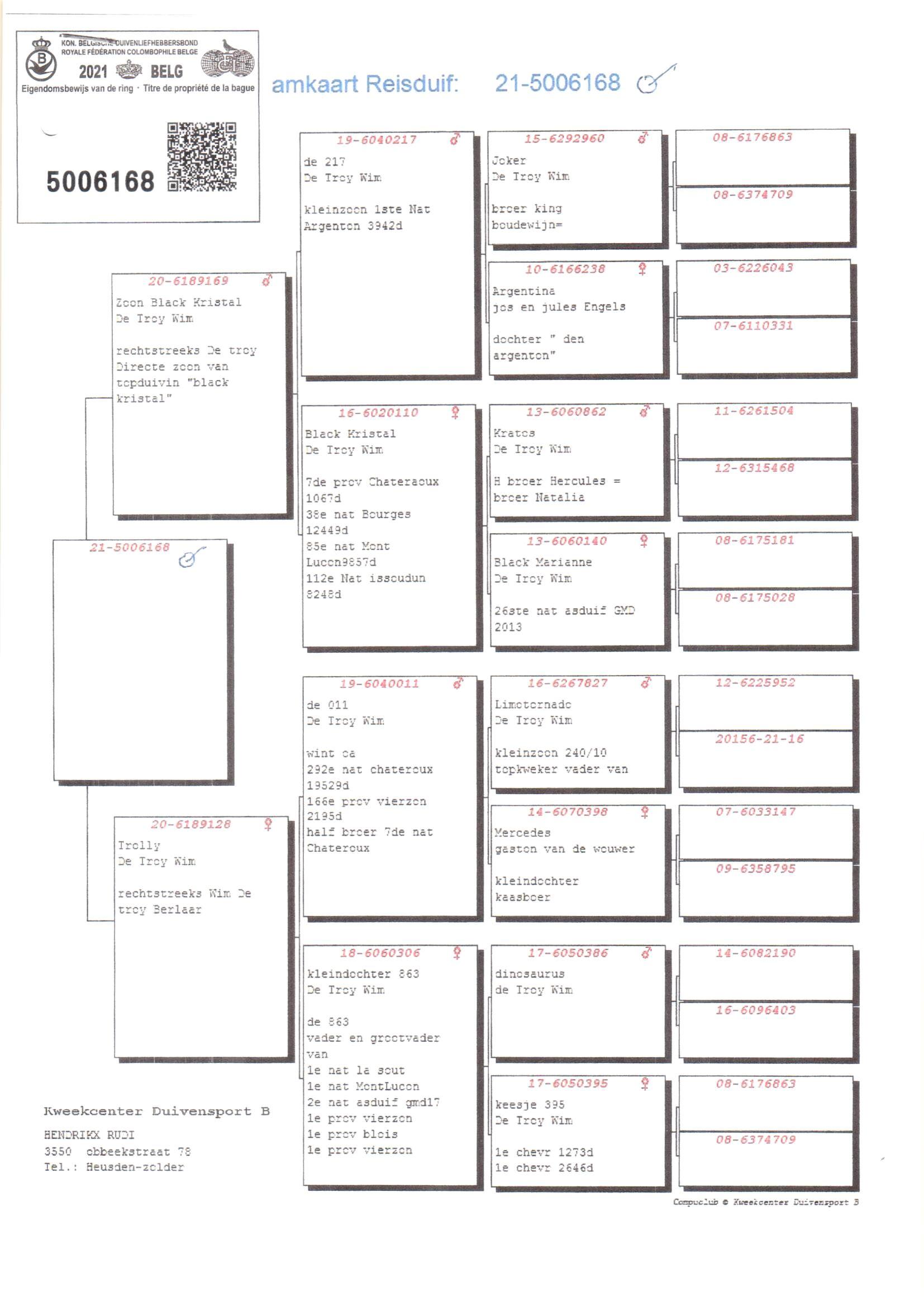 Pedigree van Den 973