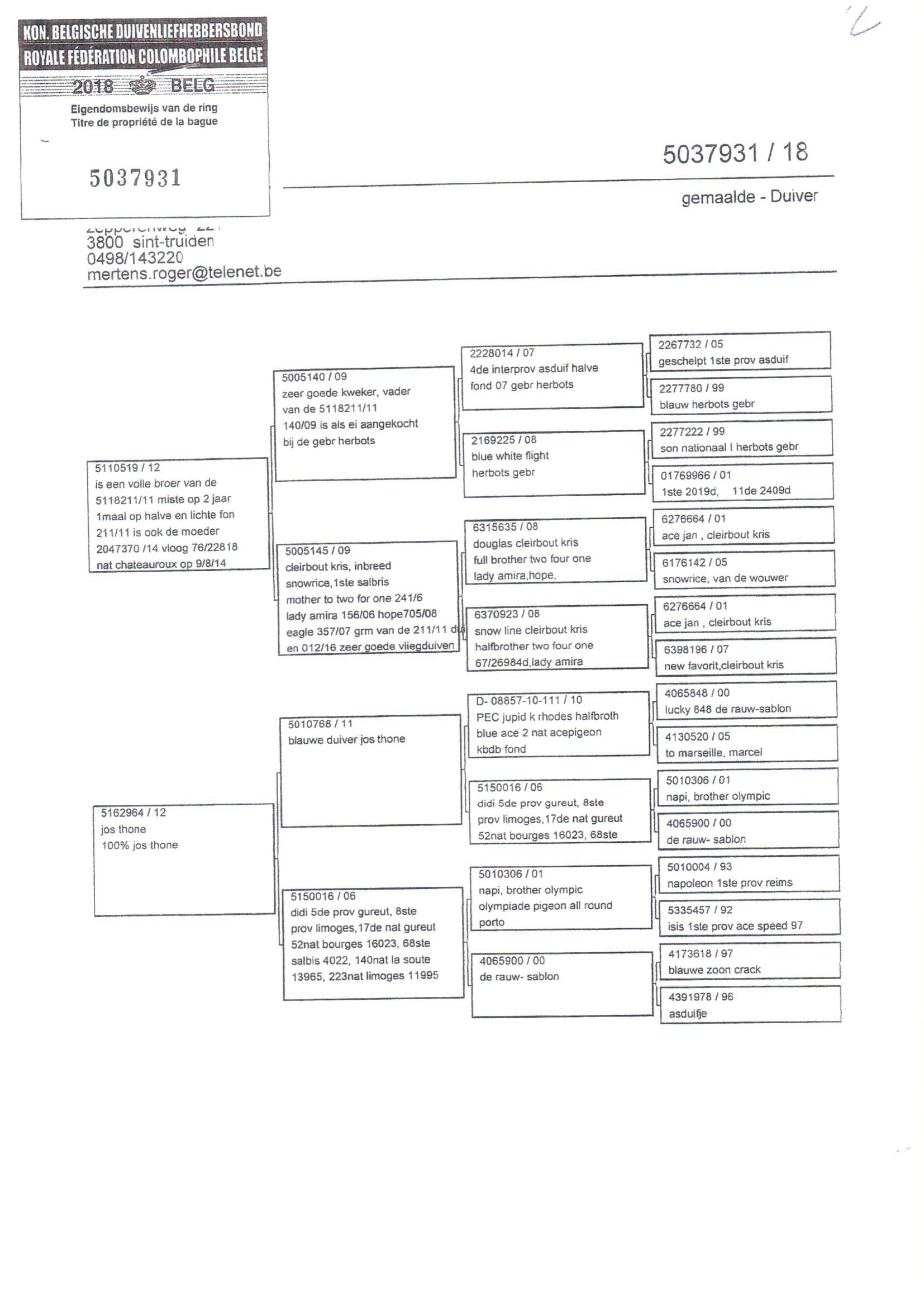 Pedigree van Den 971