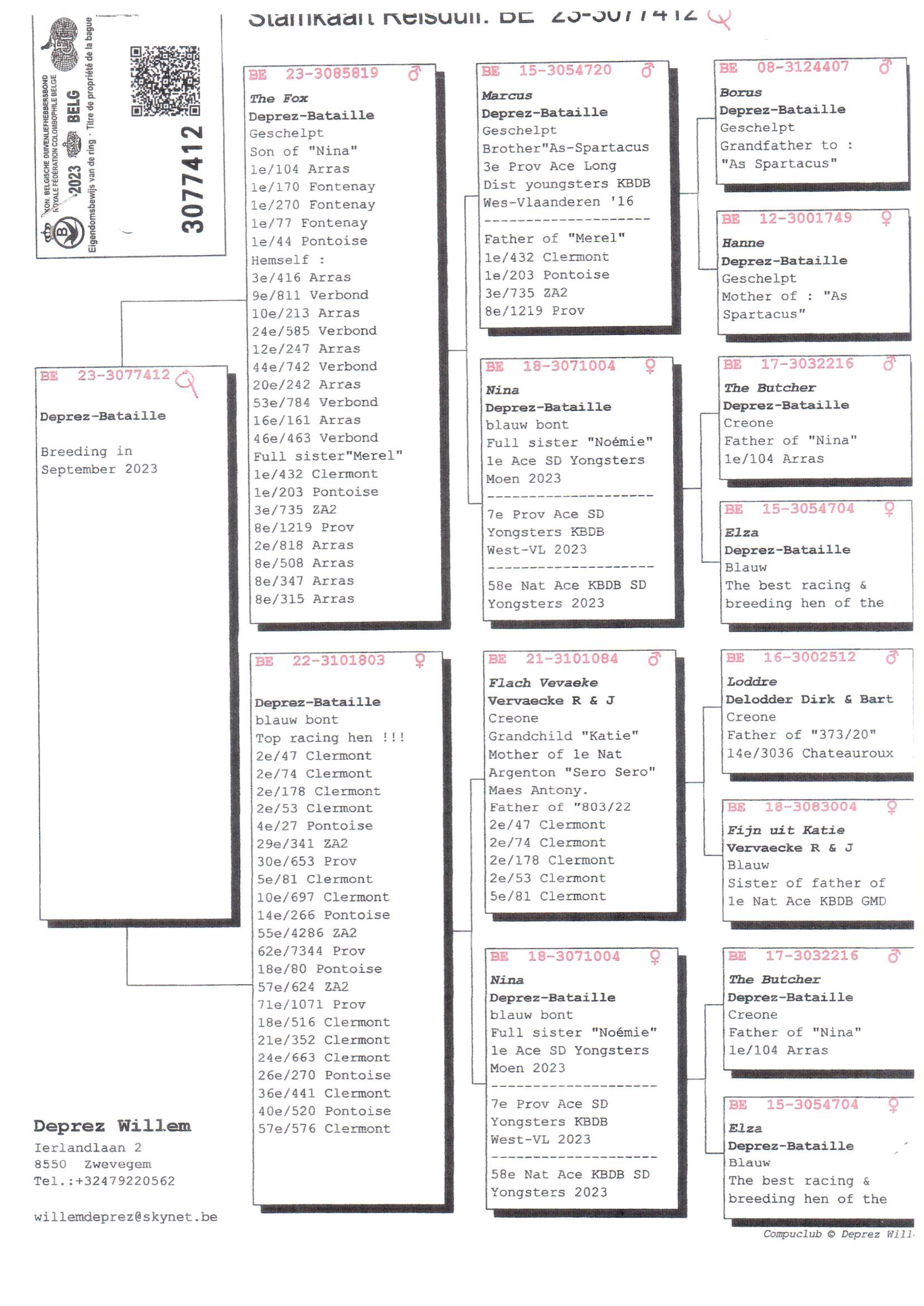 Pedigree van Den 969