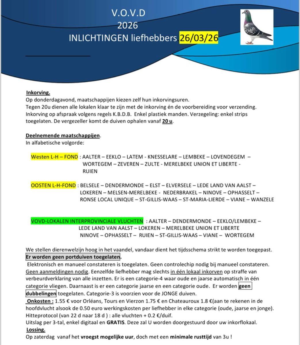 inlichtingen liefhebbers VOVD