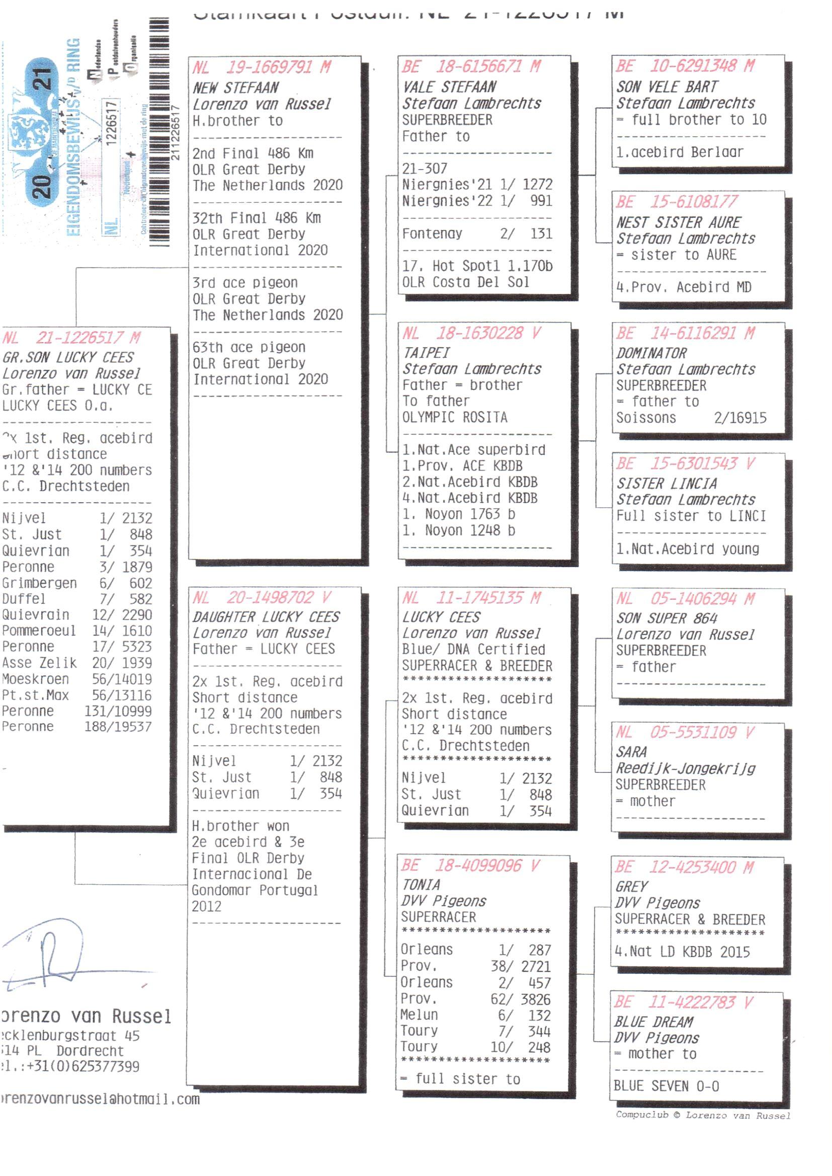 Pedigree van Den 983