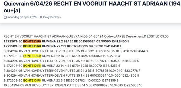 1-2-4-6-9e QUIEVRAIN 6-04-26 HAACH ST ADRIAAN BONTE D