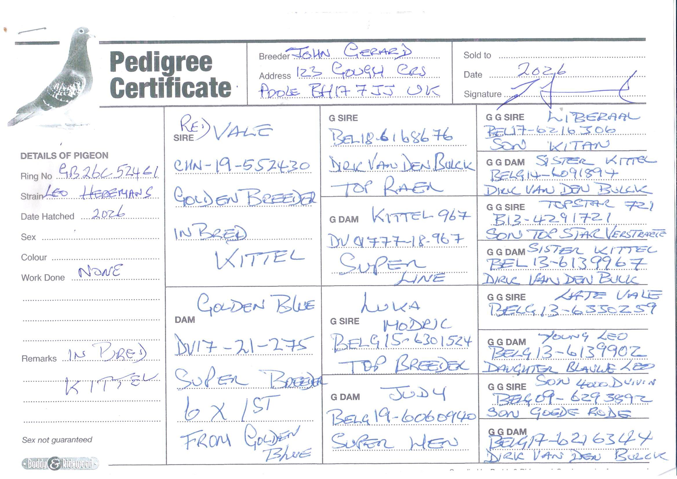 pedigree De 461