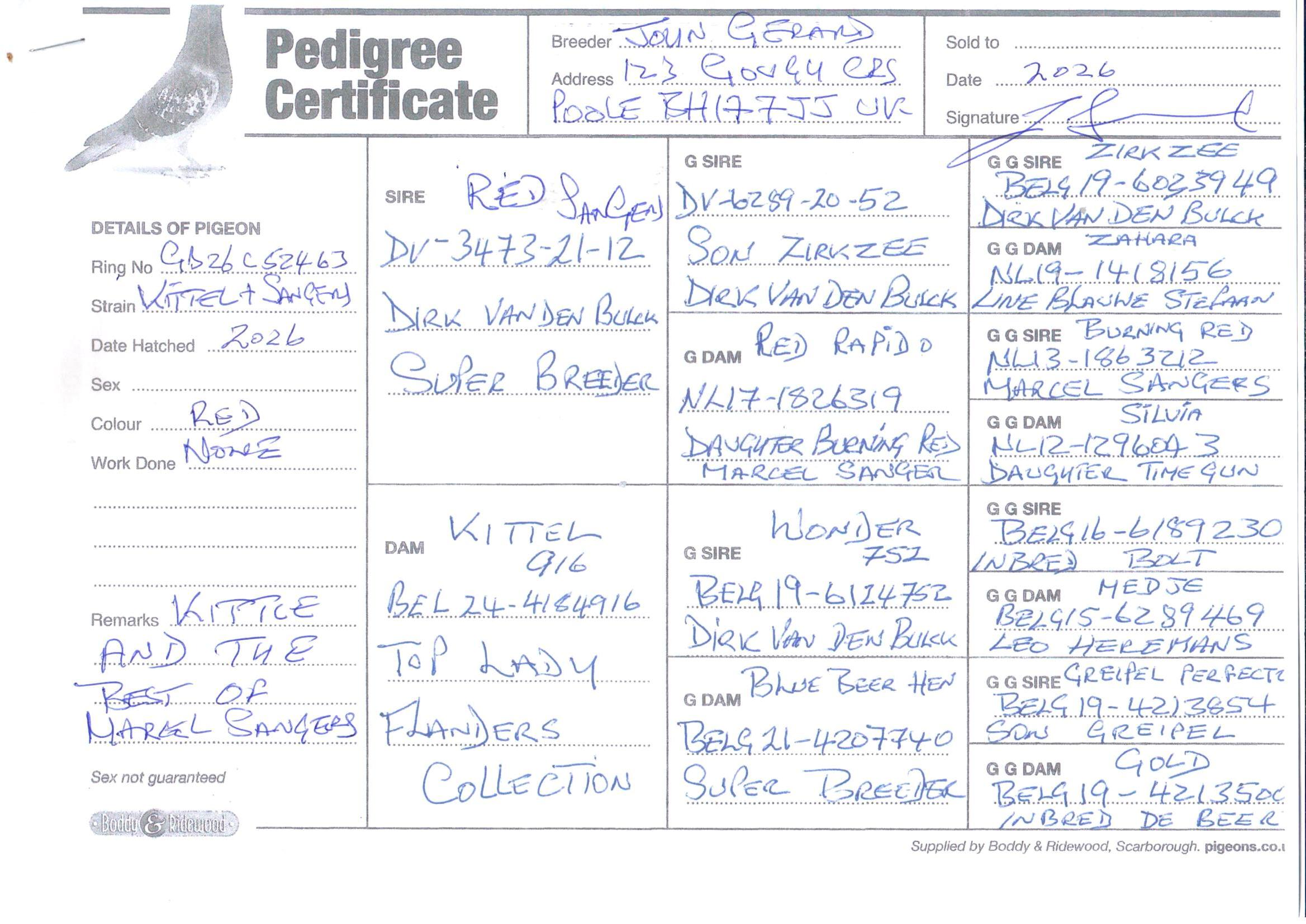 pedigree De 463